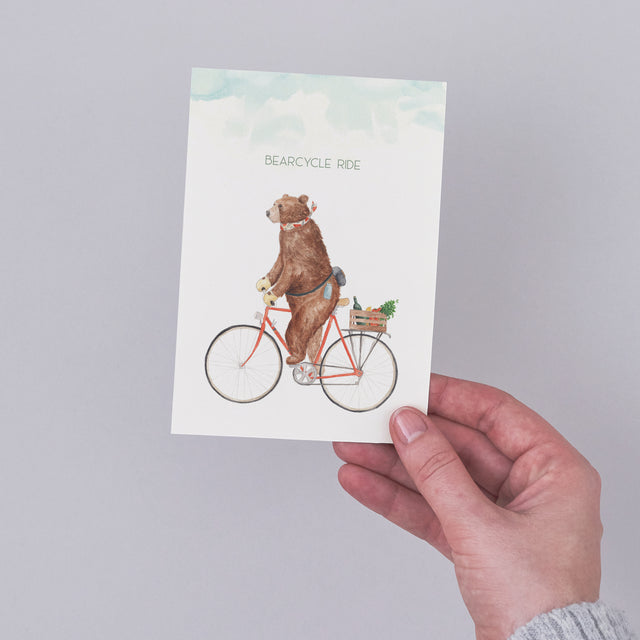 Bearcycle Illustrated Greeting Card - Mister Peebles