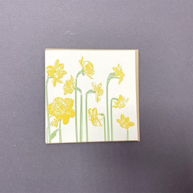 Daffodils Letterpress Card - Penguin Ink