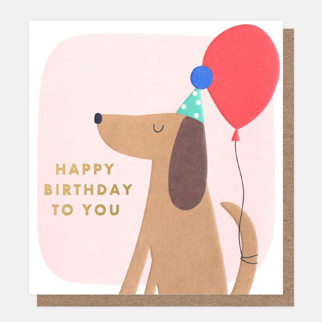 Dog In Party Hat Birthday Card - Caroline Gardner