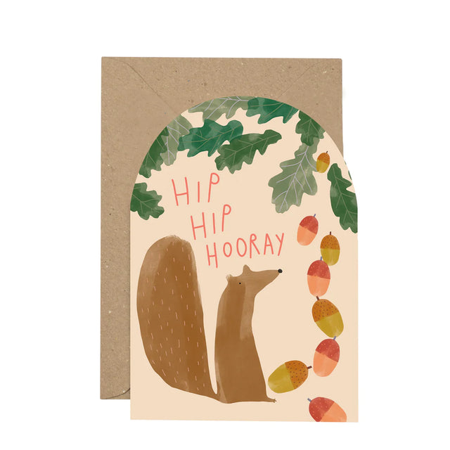 Hip Hip Hooray Squirrel Card - Plewsy