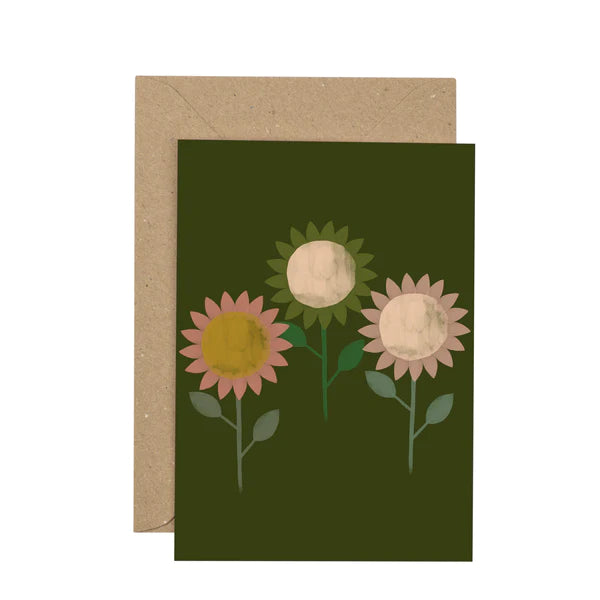 Green Sunflower Card - Plewsy