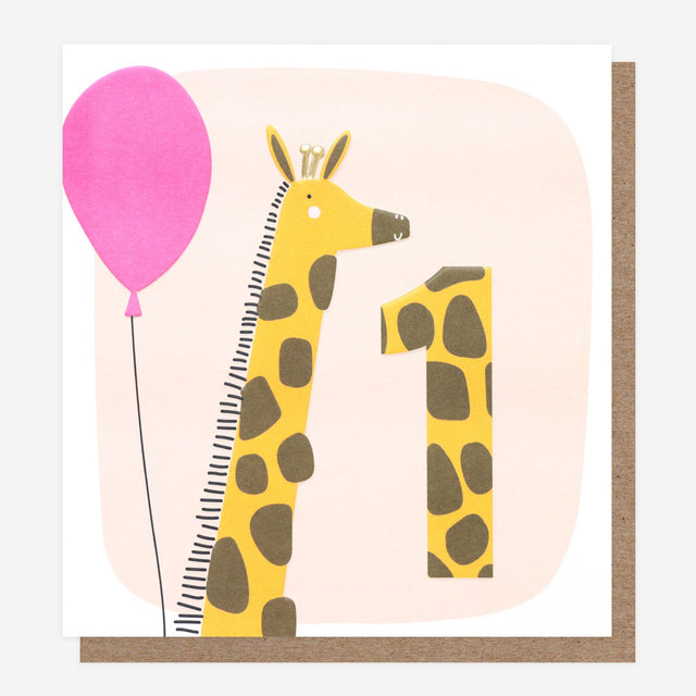 Giraffe Age 1 Birthday Card - Caroline Gardner