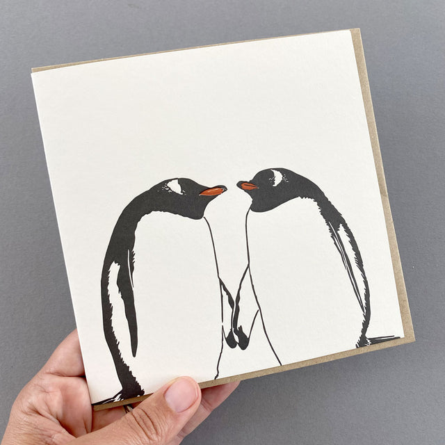 Gentoo Kiss Letterpress Card - Penguin Ink