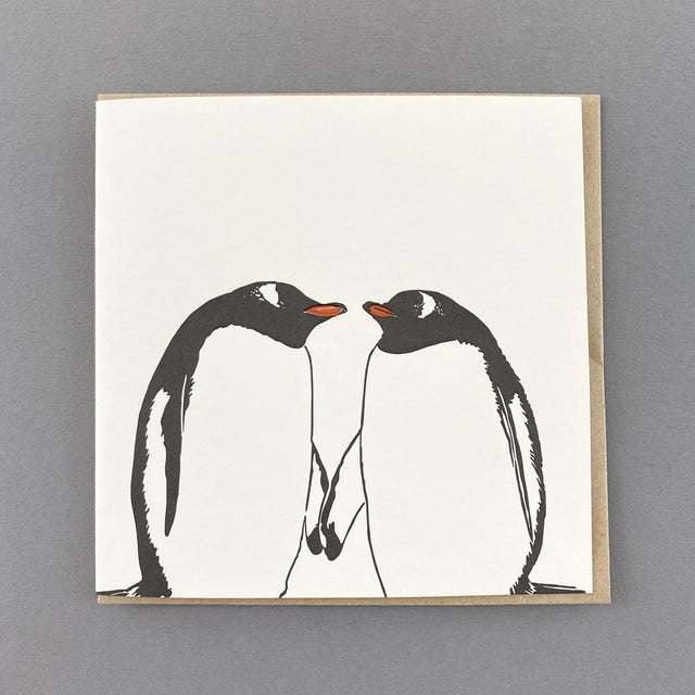 Gentoo Kiss Letterpress Card - Penguin Ink