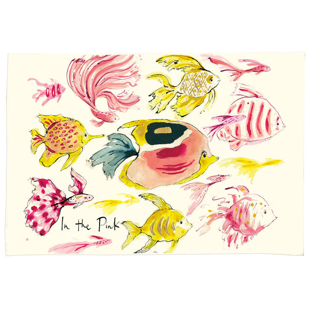 In The Pink Fish Tea Towel - Anna Wright