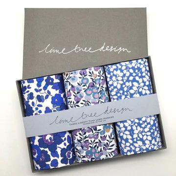 Liberty Tana Lawn Hankies: Blue Note - Lime Tree Design