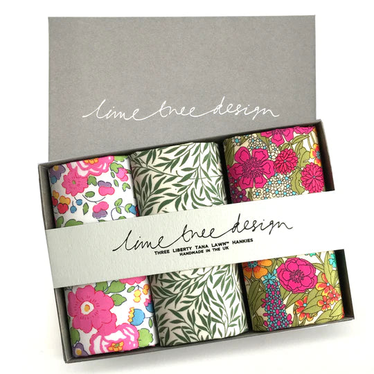 Liberty Tana Lawn Hankies: Flower Power - Lime Tree Design