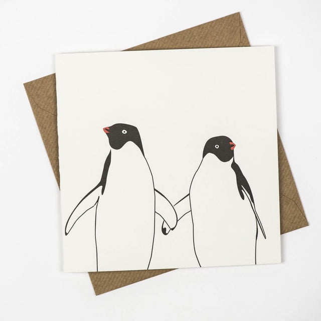 Penguins In Love Letterpress Card - Penguin Ink
