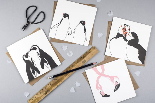 african-penguin-kiss-letterpress-card-penguin-ink