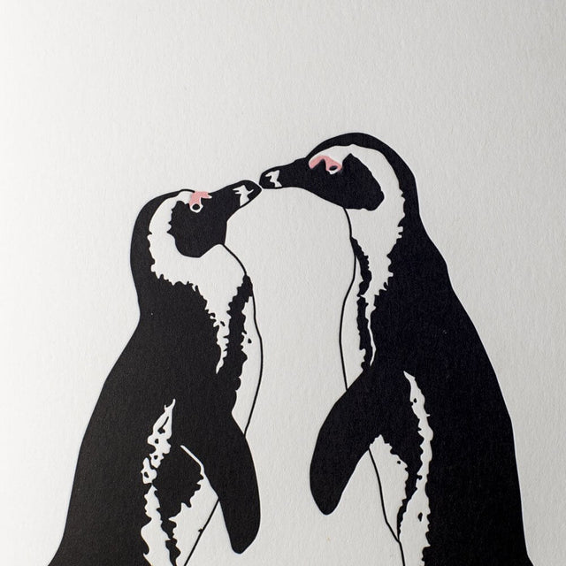african-penguin-kiss-letterpress-card-penguin-ink