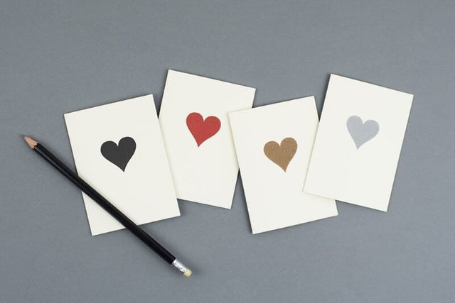 Gold Heart Mini Note Card - Penguin Ink