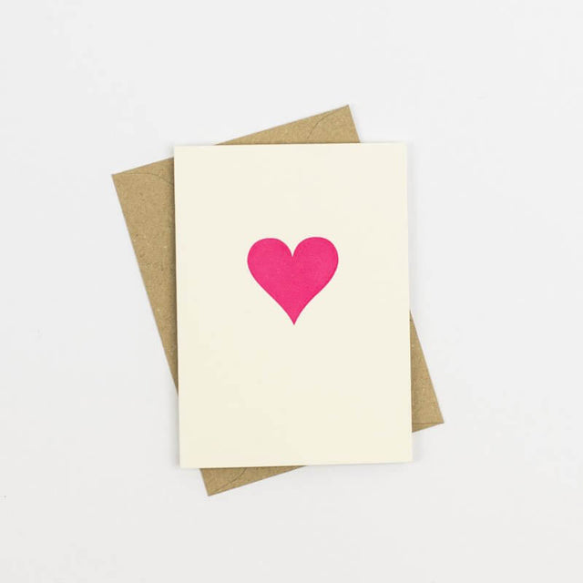 Neon Pink Heart Mini Note Card - Penguin Ink