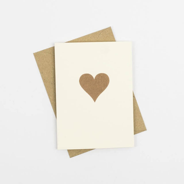 Gold Heart Mini Note Card - Penguin Ink