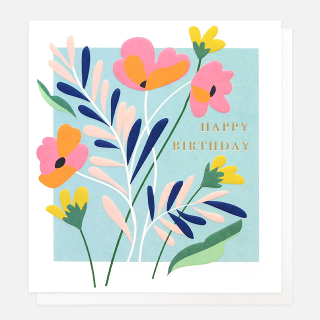 Happy Birthday Green Floral Card - Caroline Gardner