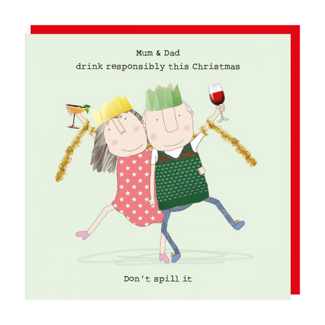 Mum & Dad Spill - Festive Rosie Christmas Card - Rosie Made A Thing