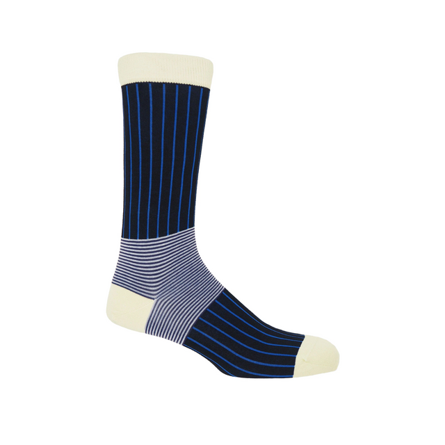 Oxford Stripe Men's Socks - Black - Peper Harow