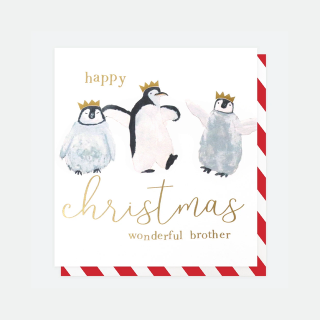 Christmas Penguins: Wonderful Brother Card - Caroline Gardner