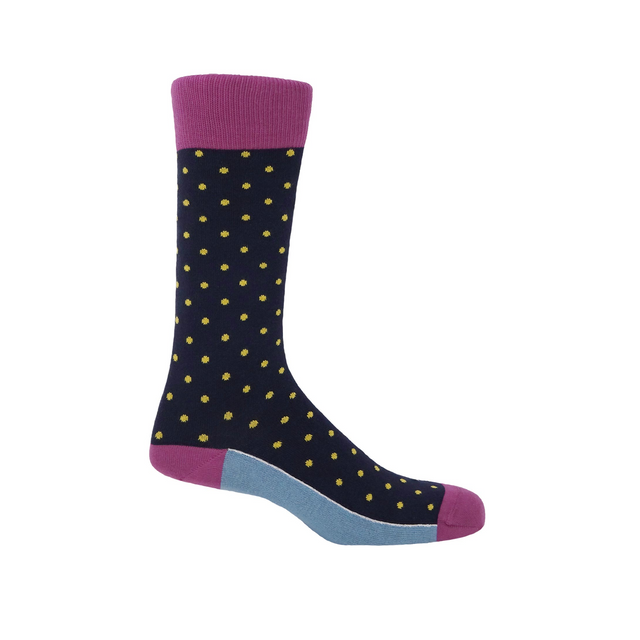 Pin Polka Men's Socks - Midnight - Peper Harow