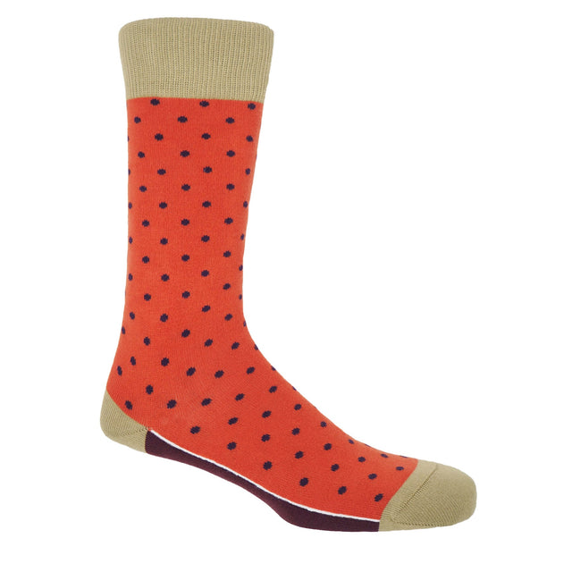 Pin Polka Men's Socks - Orange - Peper Harow