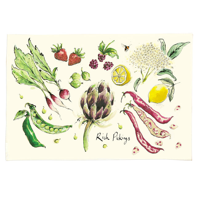 Rich Pickings Fruit and Vegetable Tea Towel - Anna Wright