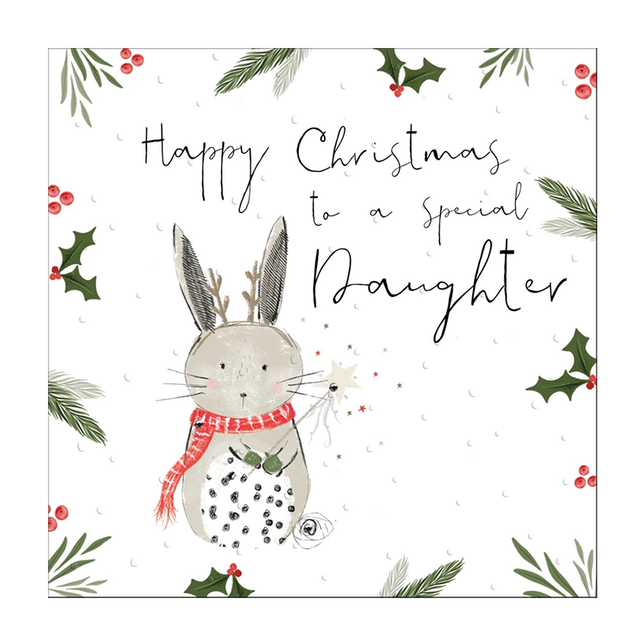 Special Daughter Bunny Christmas Card - Handcrafted Card Co