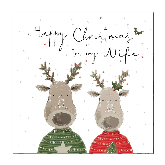 Wife Reindeer Christmas Card - Handcrafted Card Co