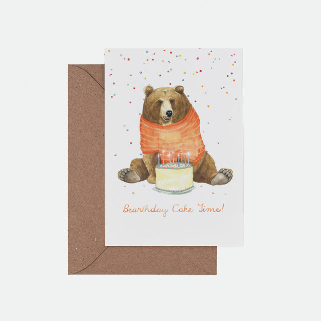 Bearthday Cake llustrated Birthday Card - Mister Peebles