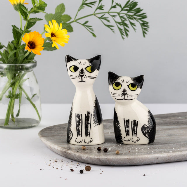 Black & White Cat Salt & Pepper Shakers