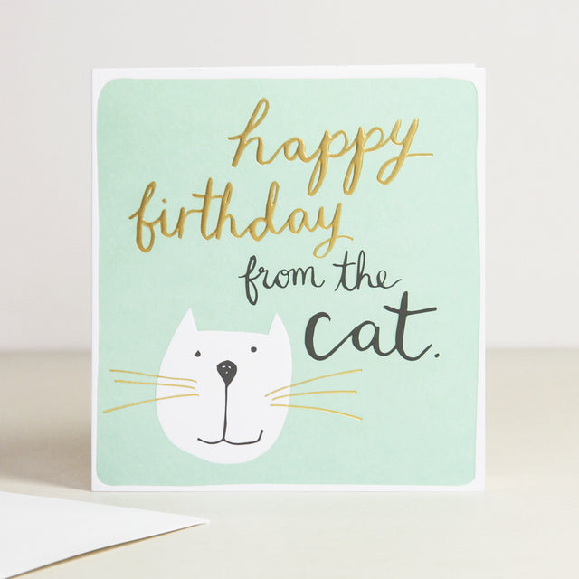 Happy Birthday From The Cat Calligraphy Card - Caroline Gardner