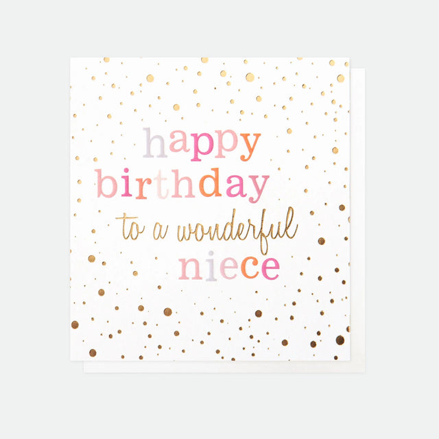 Happy Birthday To A Wonderful Niece - Confetti Birthday Card - Caroline Gardner