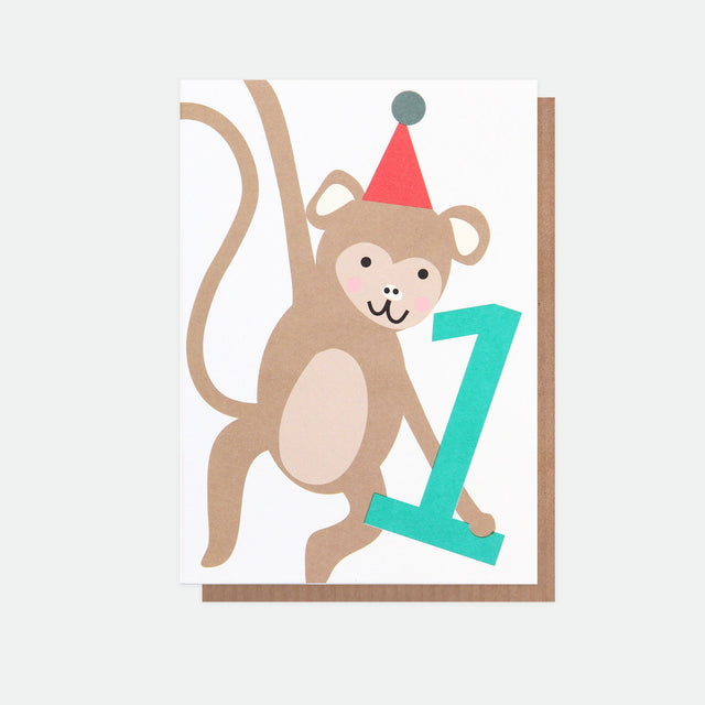Monkey 1st Birthday Card - Caroline Gardner