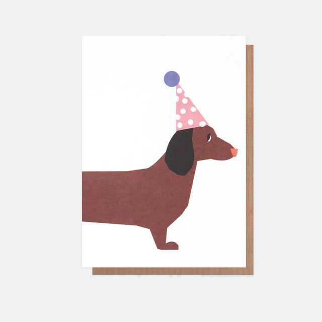 Neon Sausage Dog Birthday Card - Caroline Gardner