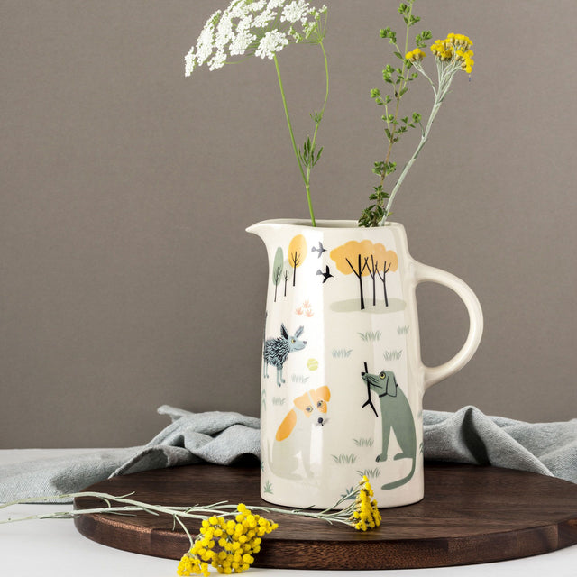 Handmade Ceramic Tall Dog Jug