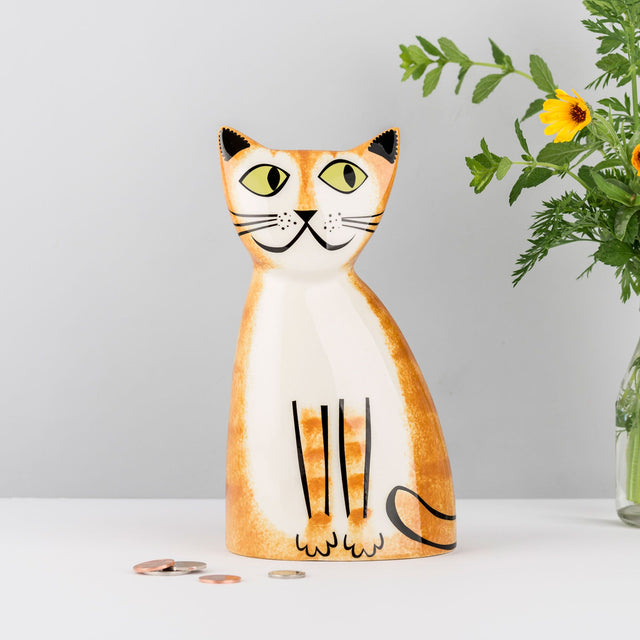 Ginger Tabby Cat Money Box