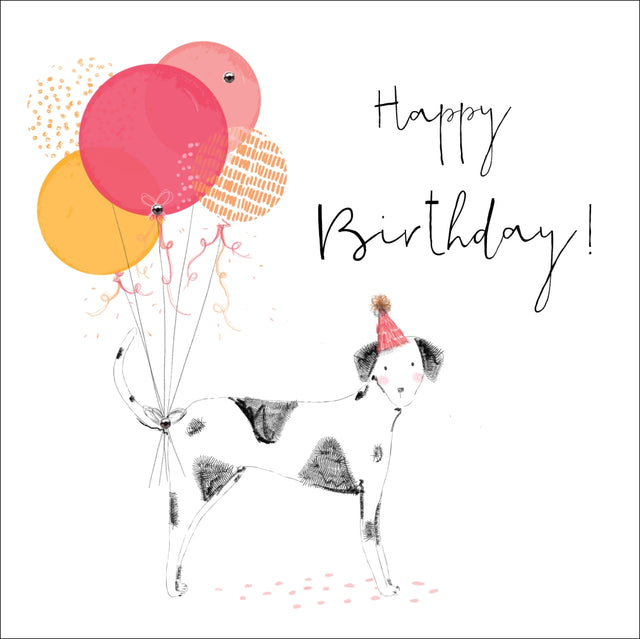 Happy Birthday Dog & Balloons - Hedgerow - Handcrafted Card Company