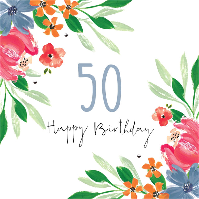 50 Floral Birthday - Hedgerow Collection - Handcrafted Card Company