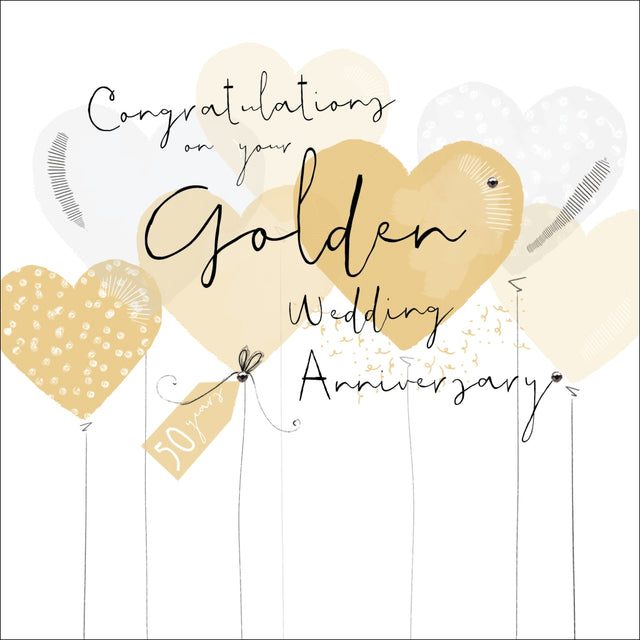 Golden Wedding Anniversary - Hedgerow - Handcrafted Card Company