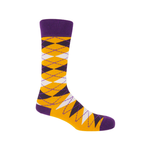 Argyle Men's Socks - Mustard - Peper Harow
