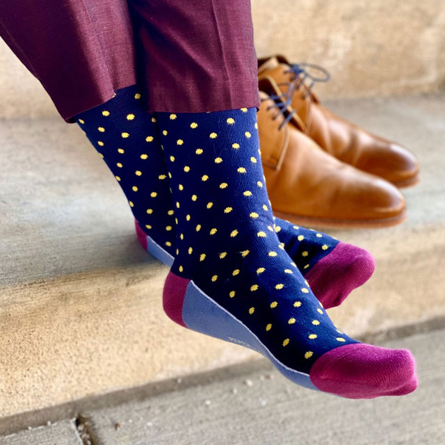 Pin Polka Men's Socks - Midnight - Peper Harow