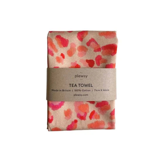 Neon Pink Leopard Print Tea Towel - Plewsy