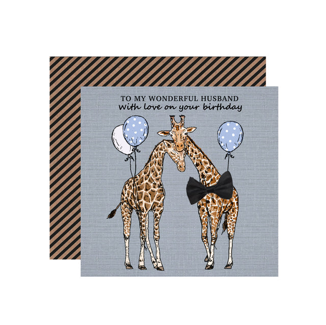Wonderful Husband Birthday Giraffes Card - Apple & Clover